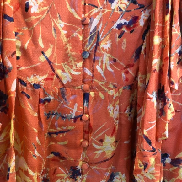 Haute Hippie Tribe Flowy Peplum Boho Flutter Sleeve Top Large - Picture 4 of 7